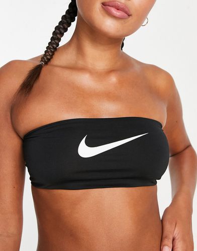 Top bikini a fascia con logo ed elastici fluo - Nike Swimming - Modalova