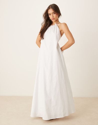 Robe longue à dos nu en popeline de lin mélangé - Sndys - Modalova