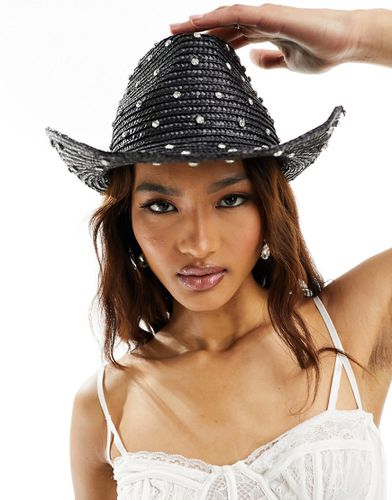 Cappello da sposa stile cowboy in paglia color con decorazioni - South Beach - Modalova
