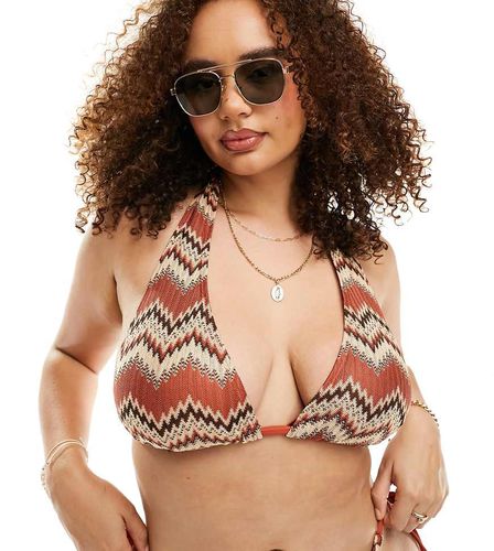 Top bikini a triangolo ricamato color ruggine - South Beach Curve - Modalova