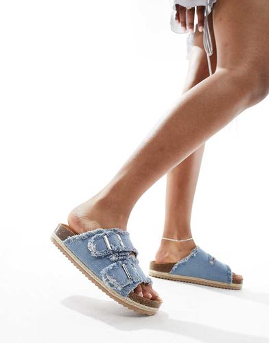 Sandali espadrilles in denim sfrangiato con doppia fibbia - South Beach - Modalova