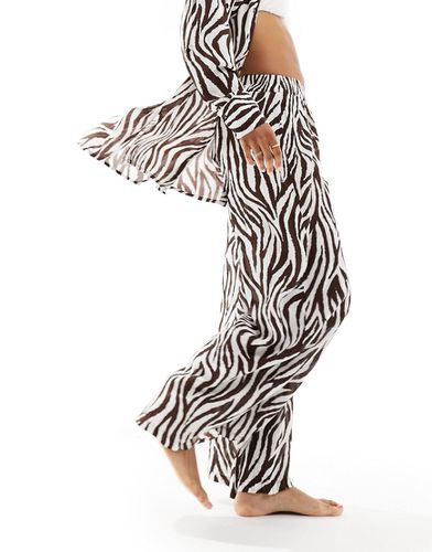 Pantaloni da spiaggia marroni con stampa zebrata in coordinato - South Beach - Modalova