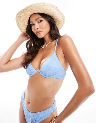 Top bikini con ferretto fiordaliso in jacquard stropicciato - South Beach - Modalova