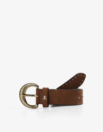 Cintura in camoscio cammello con borchie - Scalpers - Modalova