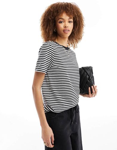 Perfect - T-shirt in cotone nera a righe - Selected - Modalova