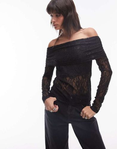 Top a maniche lunghe in pizzo con spalle scoperte - Selected - Modalova