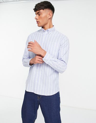 Camicia Oxford azzurra a righe con colletto button-down - Selected Homme - Modalova