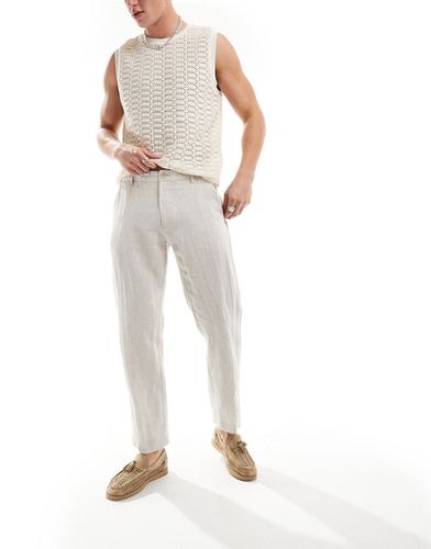 Pantaloni da abito slim fit in misto lino beige - Selected Homme - Modalova