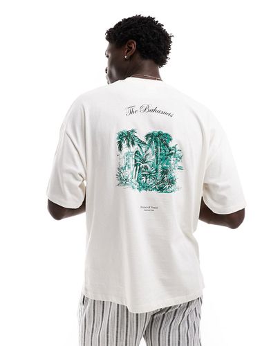 T-shirt oversize color crema con stampa "Bahamas" sulla schiena - Selected Homme - Modalova