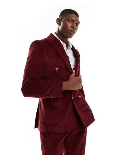 Blazer doppiopetto slim in velluto a coste scuro in coordinato - Shelby & Sons - Modalova