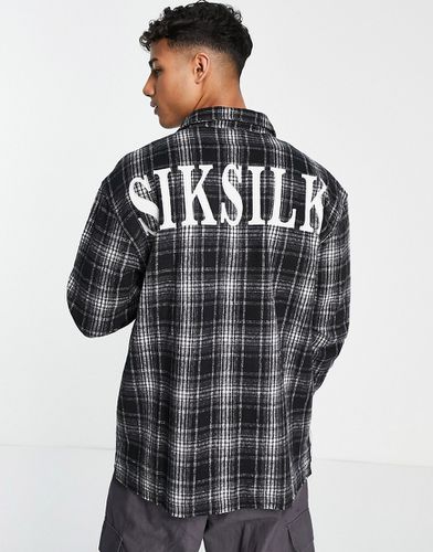 SilkSilk - Camicia a maniche lunghe in flanella nera a quadri - SikSilk - Modalova