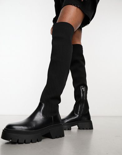 Simmi London - Reign - Stivali cuissard in maglia neri aderenti - SIMMI Shoes - Modalova