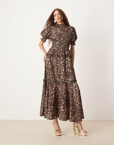 Vestito lungo con arricciature e stampa leopardata - sister jane - Modalova