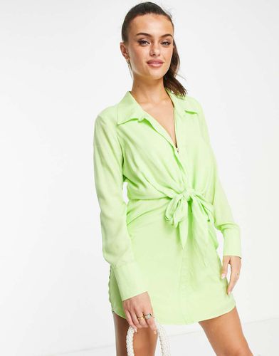 Vestito camicia corto lime con nodo sul davanti - Style Cheat - Modalova