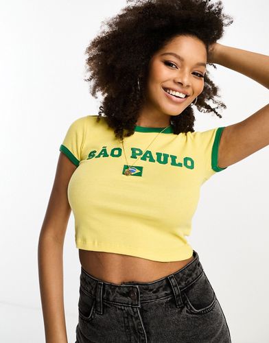 STR - T-shirt mini gialla con scritta "São Paulo" - Stradivarius - Modalova