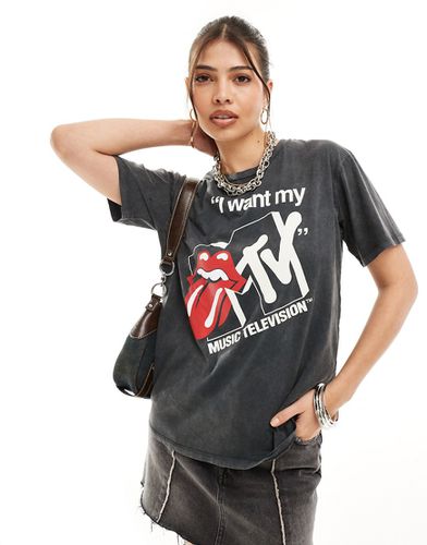 T-shirt grigia con stampa di MTV - Stradivarius - Modalova