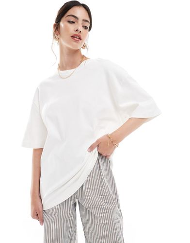 T-shirt oversize in cotone pesante bianco - Stradivarius - Modalova