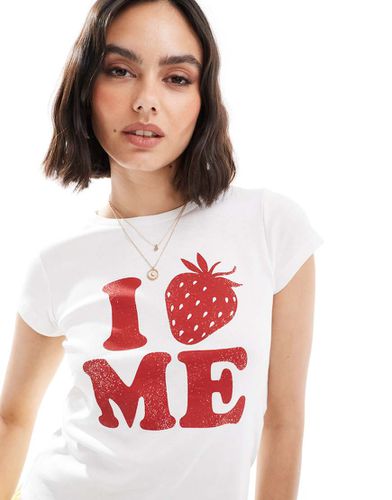 T-shirt mini bianca con stampa "I Heart Me" - Stradivarius - Modalova