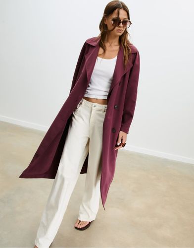 Trench-coat long ample et oversize - Bordeaux - Stradivarius - Modalova