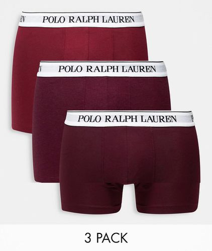 Confezione da 3 paia di boxer aderenti bordeaux con elastico in vita a contrasto con logo - Polo Ralph Lauren - Modalova