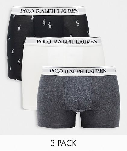 Confezione da 3 paia di boxer aderenti neri, grigi e bianchi con logo del pony - Polo Ralph Lauren - Modalova