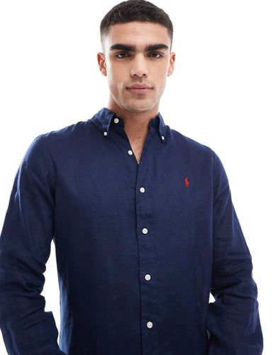 Camicia in lino custom fit con logo iconico - Polo Ralph Lauren - Modalova