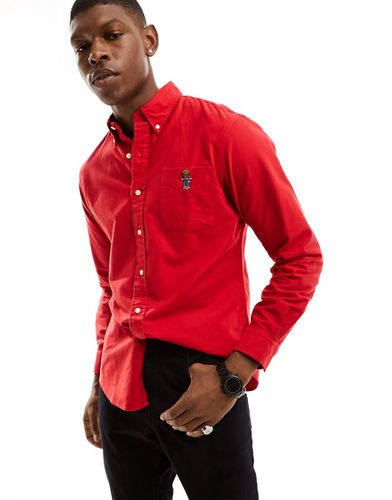Camicia Oxford custom fit rossa spazzolata con logo dell'orsetto - Polo Ralph Lauren - Modalova