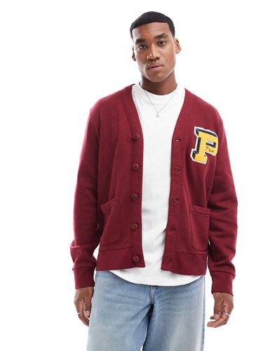 Cardigan in pile bordeaux con logo sportivo rétro stile college - Polo Ralph Lauren - Modalova