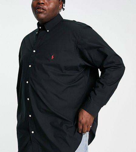 Big & Tall - Camicia in popeline con logo iconico nera - Polo Ralph Lauren - Modalova