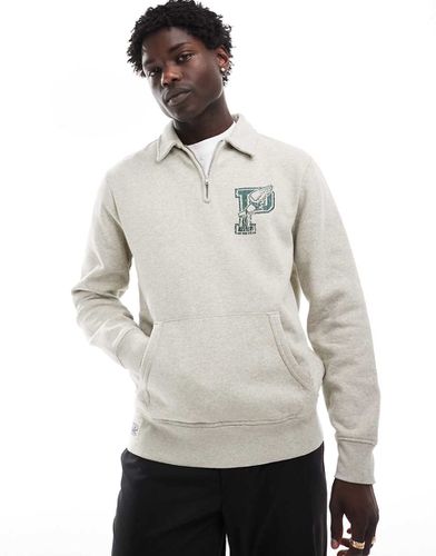 Felpa stile rugby mélange con logo sportivo rétro e zip corta - Polo Ralph Lauren - Modalova