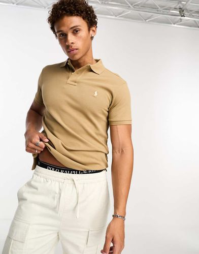 Icon - Polo in piqué slim fit color cuoio con logo - Polo Ralph Lauren - Modalova