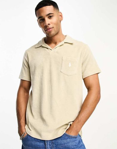 Icon - Polo in spugna di cotone beige con logo sulla tasca - Polo Ralph Lauren - Modalova