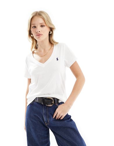T-shirt bianca con scollo a V e logo - Polo Ralph Lauren - Modalova