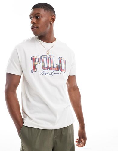 T-shirt classica oversize sporco con stampa a quadri del logo - Polo Ralph Lauren - Modalova