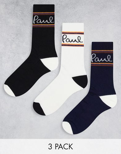 Confezione da 3 paia di calze sportive nere e bianche - Paul Smith - Modalova