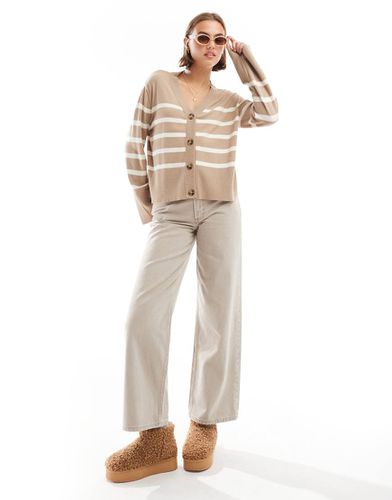 Cardigan beige e bianco a righe - Pieces - Modalova