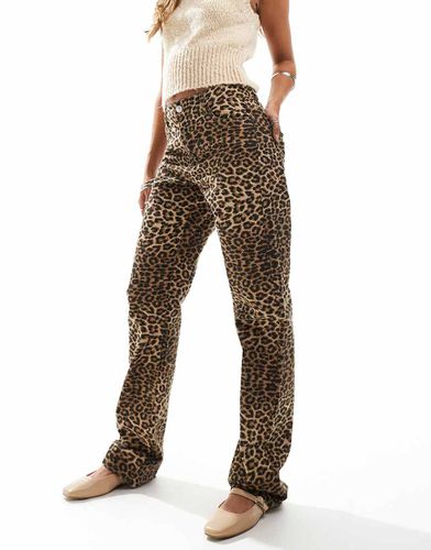 Jeans dritti con stampa leopardata - Pieces - Modalova