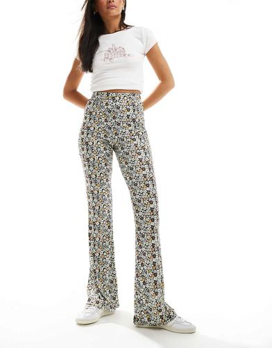 Leggings a zampa con stampa floreale - Pieces - Modalova