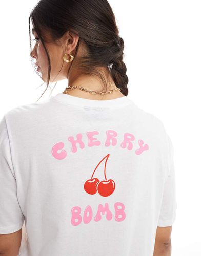 T-shirt bianca con stampa "Cherry Bomb" - Pieces - Modalova