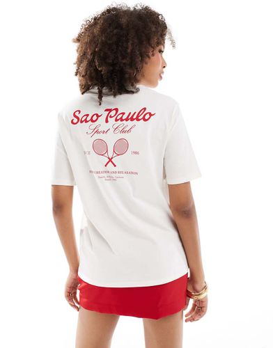 T-shirt bianca con motivo "Sao Paulo Sports Club" sul retro - Pimkie - Modalova