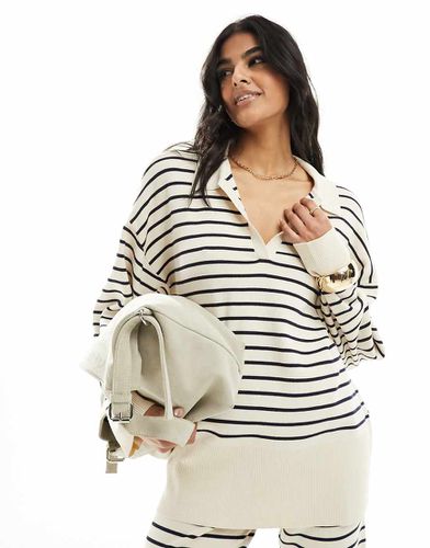 Maglione oversize a righe crema e blu navy in coordinato - Pretty Lavish - Modalova