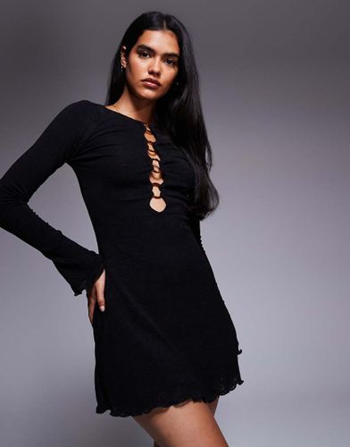 Dejonge - Robe courte à ourlet ondulé et anneau décoratif sur le devant - Princess Polly - Modalova