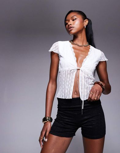 Mini-short en dentelle à taille repliée - Princess Polly - Modalova