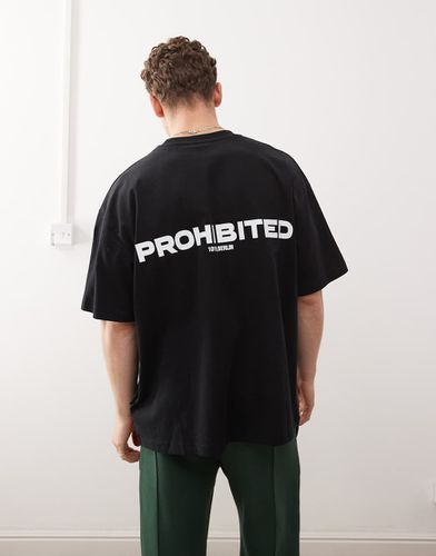 T-shirt nera squadrata con scritta del logo - Prohibited - Modalova