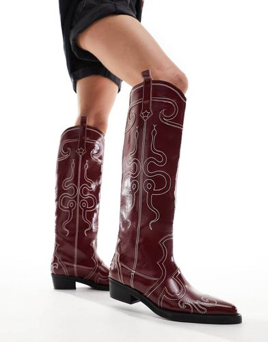 Serpentine - Stivali stile western bordeaux con ricamo - Public Desire - Modalova