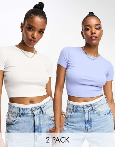 Confezione da 2 magliette ristrette bianca e a coste - Pull & Bear - Modalova