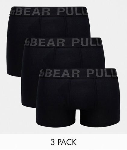 Confezione da 3 paia di boxer neri con fascia in vita con logo grigio a contrasto - Pull & Bear - Modalova