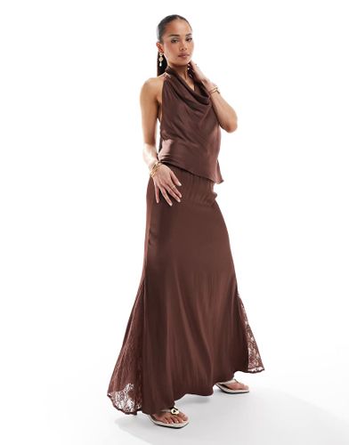 Jupe d'ensemble mi-longue en satin avec empiècements en dentelle - Pull & bear - Modalova