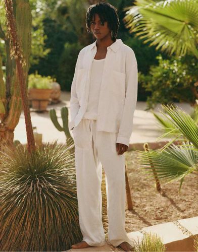 Pantalon de jogging en lin mélangé - Pull & bear - Modalova