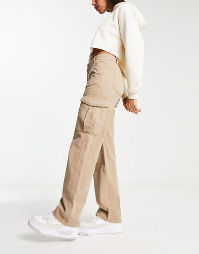 Pantaloni cargo dritti a vita alta beige - Pull & Bear - Modalova